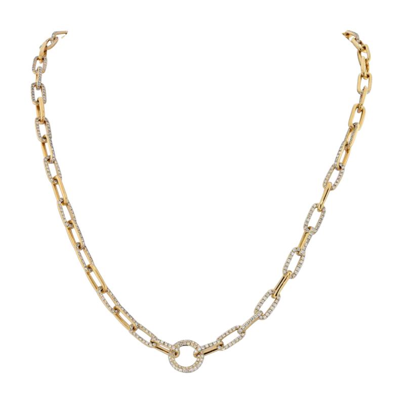 18K YELLOW GOLD 21 CARATS DIAMOND LINK CHAIN NECKLACE