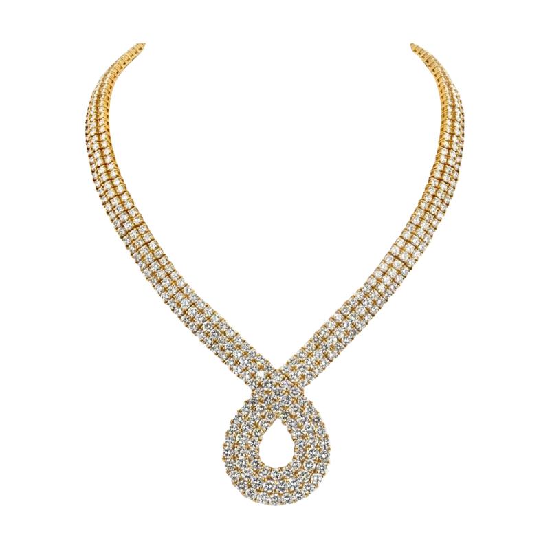 18K YELLOW GOLD SCROLLING AT THE FRONT 48 00CTTW DIAMOND NECKLACE