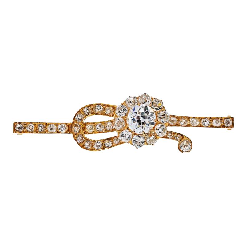 18K Yellow Gold 1 65ct Old European Cut G SI1 Old Mine Diamond Brooch