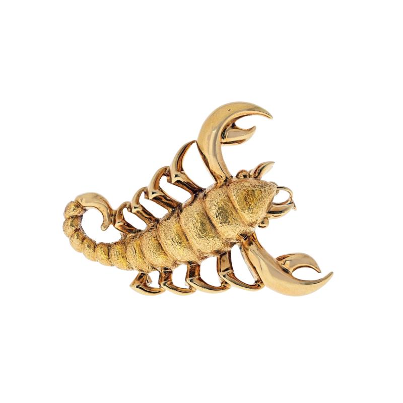 18K Yellow Gold A Clunn Scorpio 5cm Wide Double as a Pendant Brooch