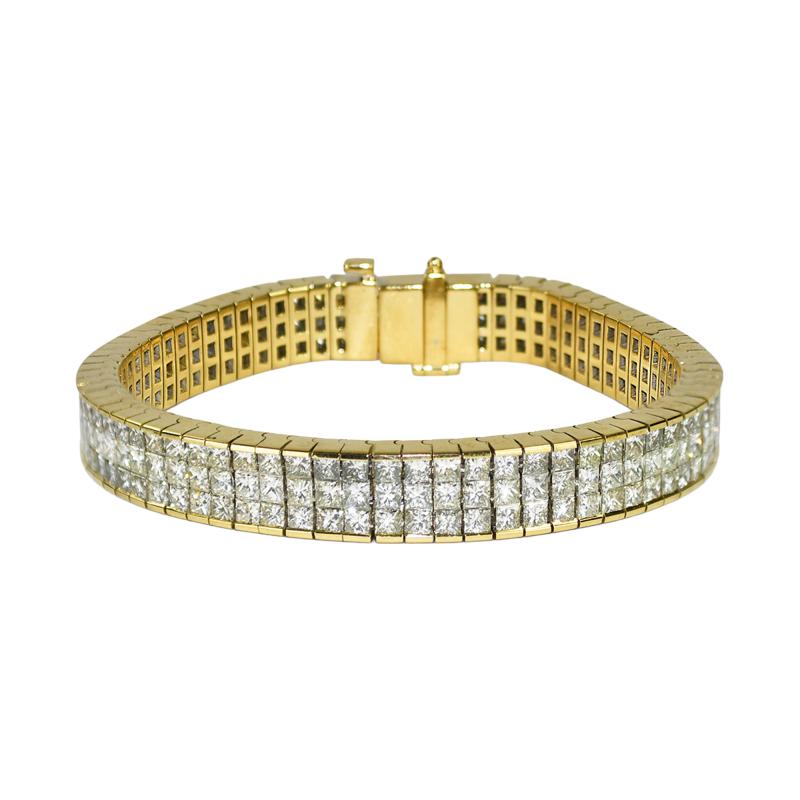 18K Yellow Gold Diamond Tennis Bracelet 15 00ct