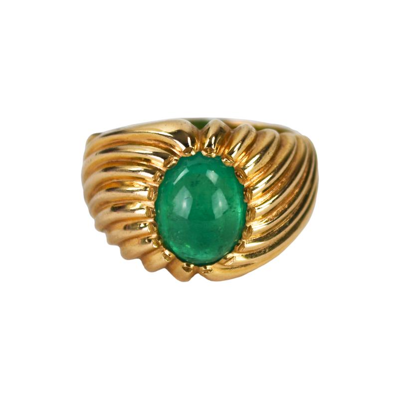 18K Yellow Gold Vintage Emerald Ring 3 75ct