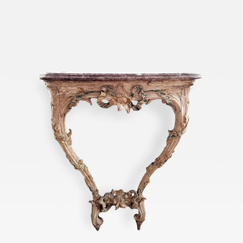 18TH C LOUIS XVI CARVED PAINTED WOOD CONSOLE