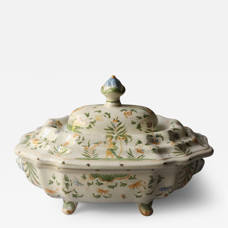 18TH CENTURY POLYCHROME FA ENCE SOUP TUREEN