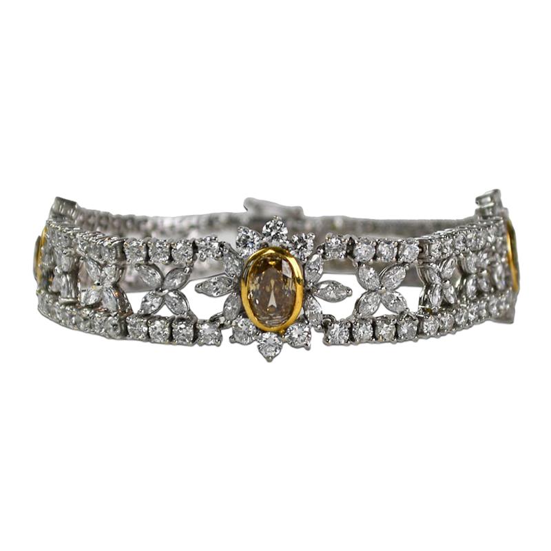 18k White Gold Custom Flower Diamond Bracelet 13 18ct TCW G I Color SI VS 6 75