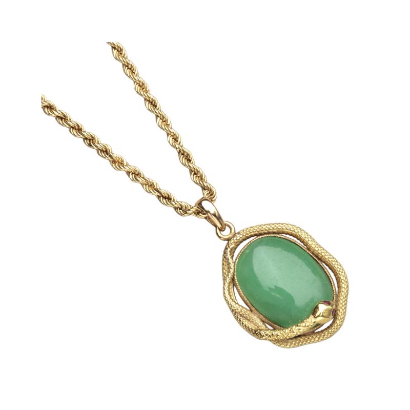 18kt Snake Pendant with Jade Ruby