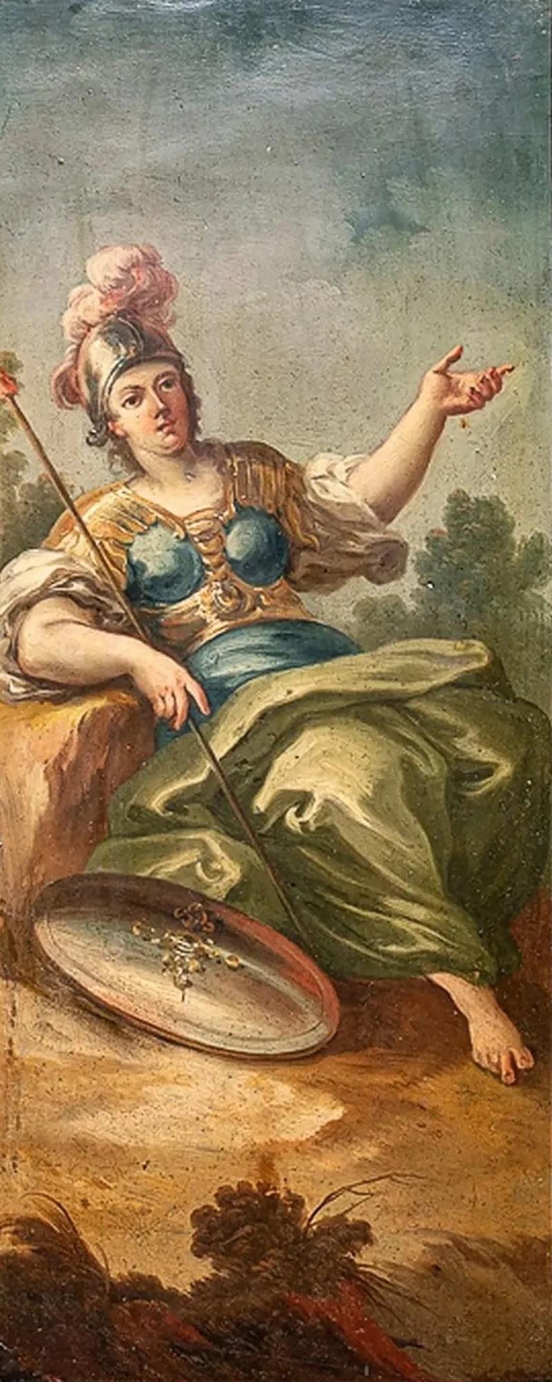 18th C Pallas Ath na with lance shield helmet and breastplate Anonymus