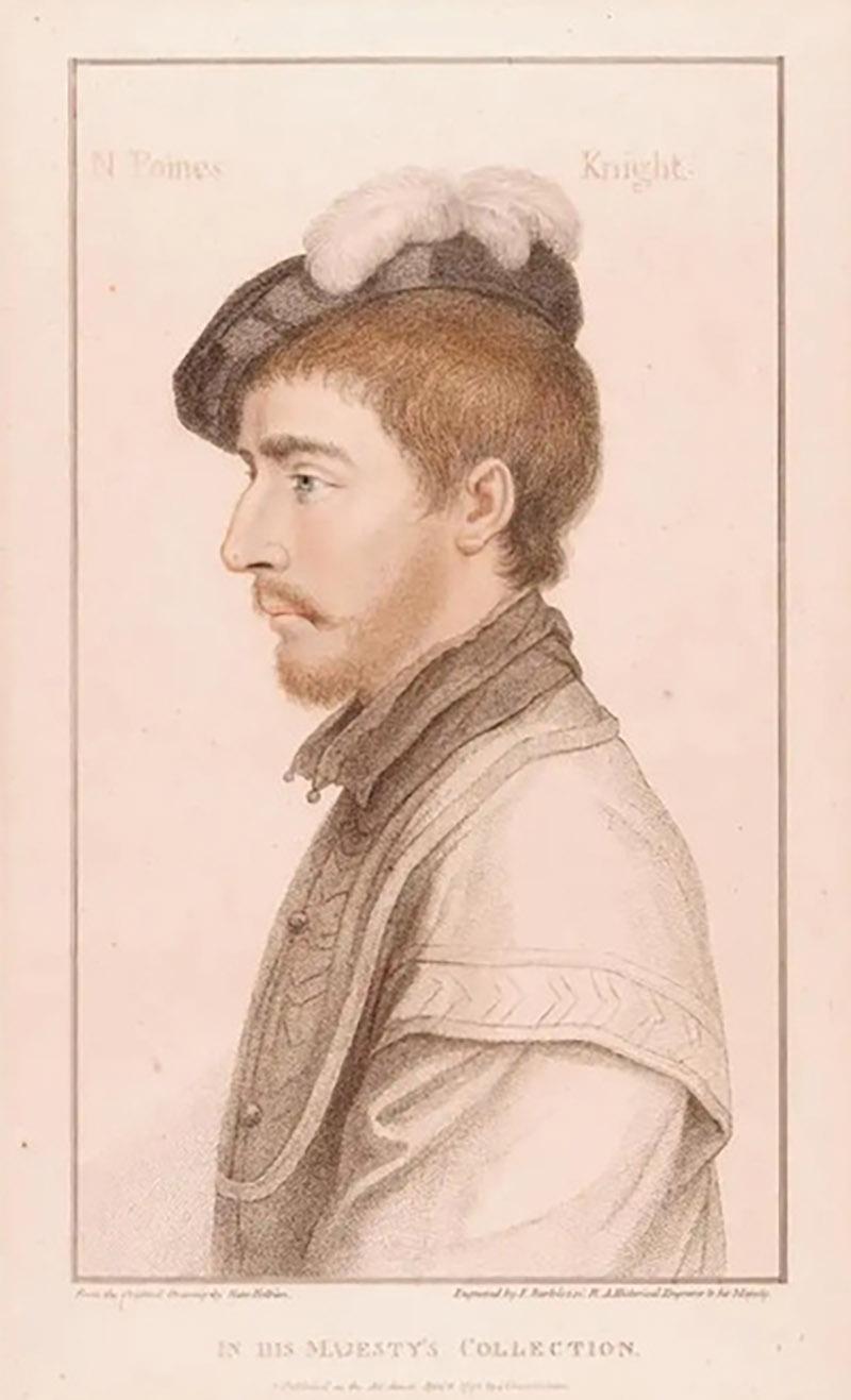 18th C Portrait of a Knight in Henry VIIIs Court after 16th C Holbein Drawing