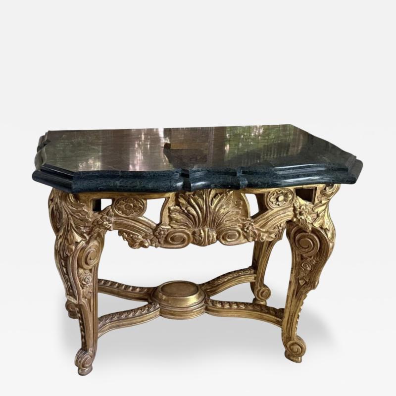 18th C Style Giltwood Rococo Marble Top Console Table