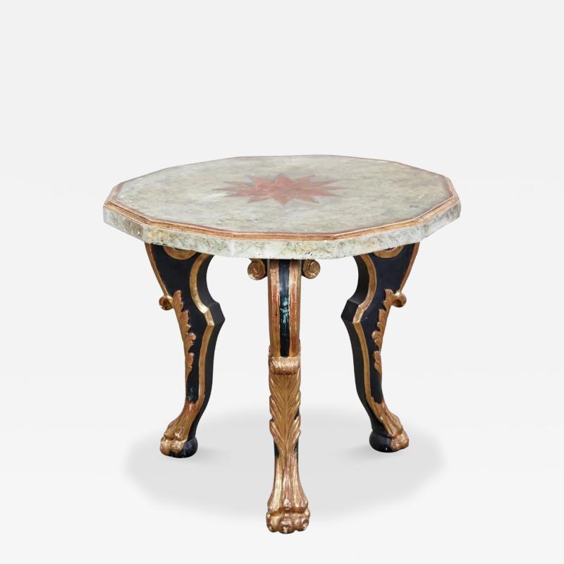 18th C Style Hendrix Allardyce Italian Baroque Polychrome Giltwood Side Table