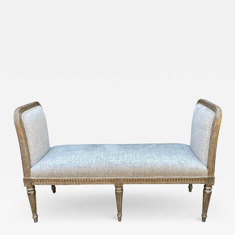 18th C Style Italian Louis XVI Giltwood Bench W Cut Velvet Upholstery