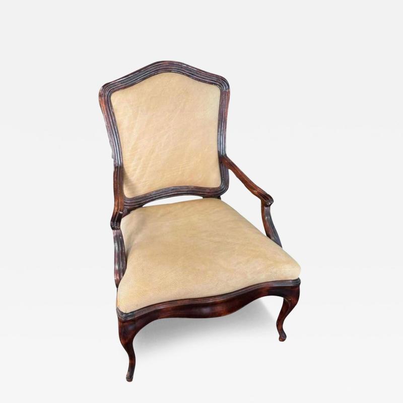 18th C Style Italian Mahogany Fauteuil Arm Chair