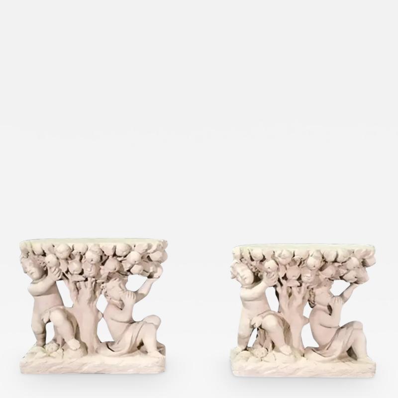 18th C Style Italian Reconstituted Stone Figural Console Table Bases