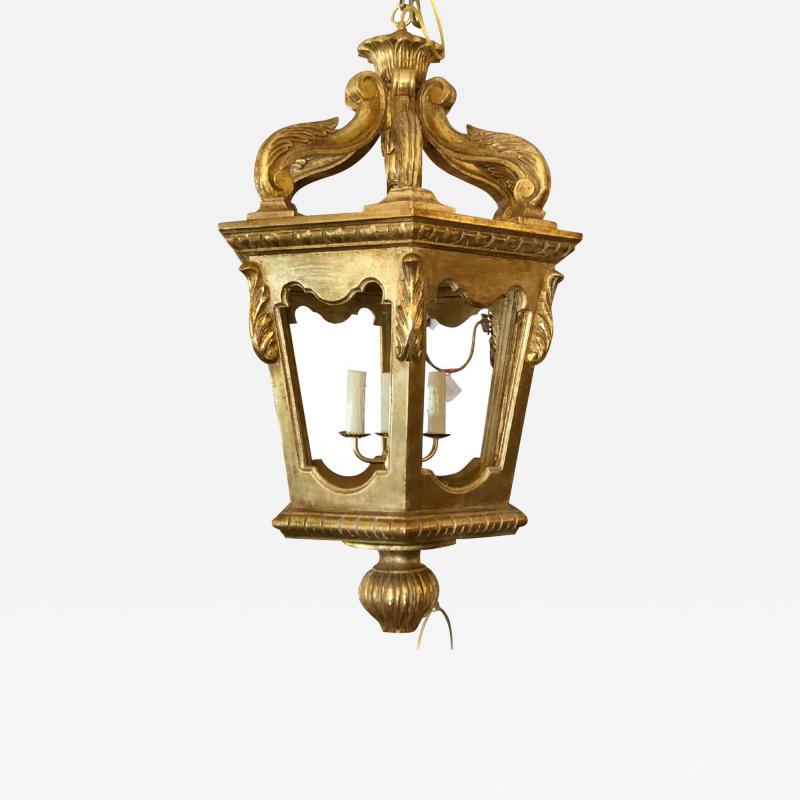18th C Style Italian Rococo Gilt Wood Lantern Chandelier
