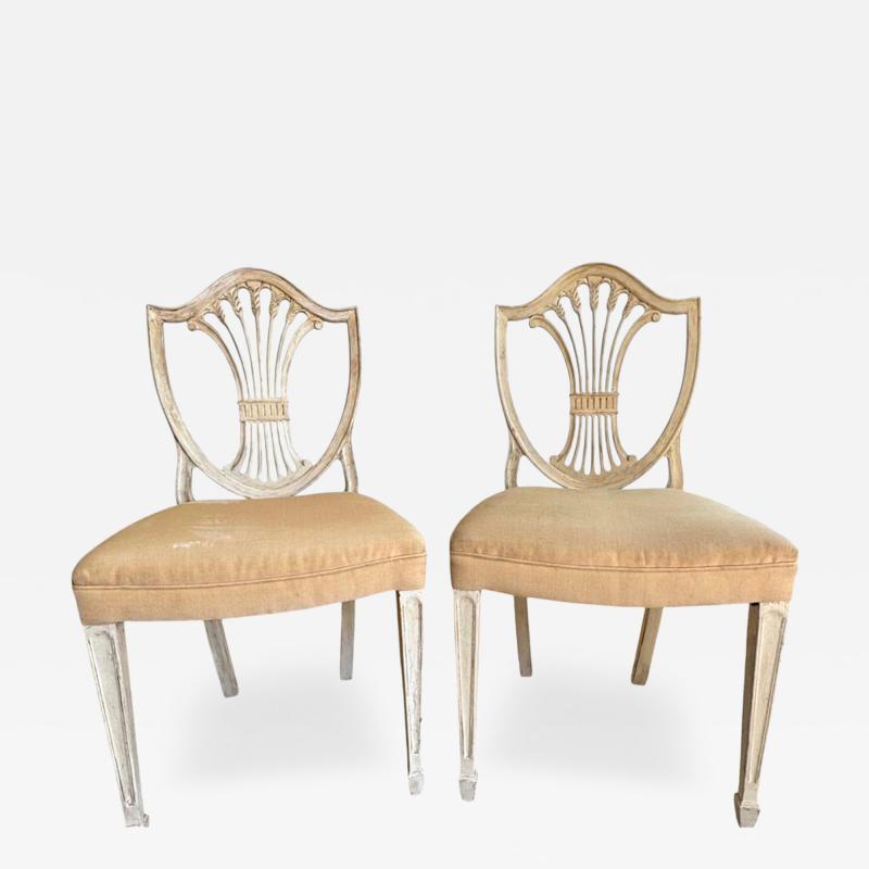 18th C Style Late Gustavian Paint Decorated Side Chairs