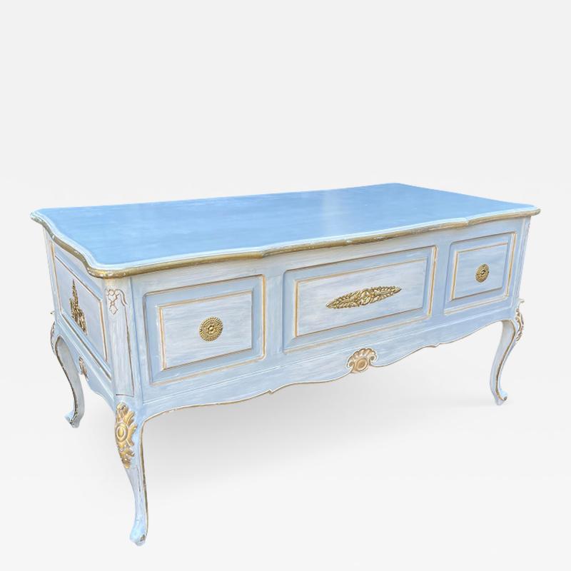 18th C Style Louis XV Blue Gold Bronze Mounted Writing Table Desk
