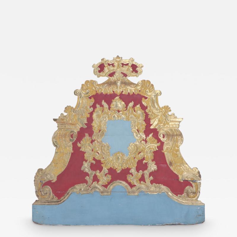 18th C gilt and painted queen headboard
