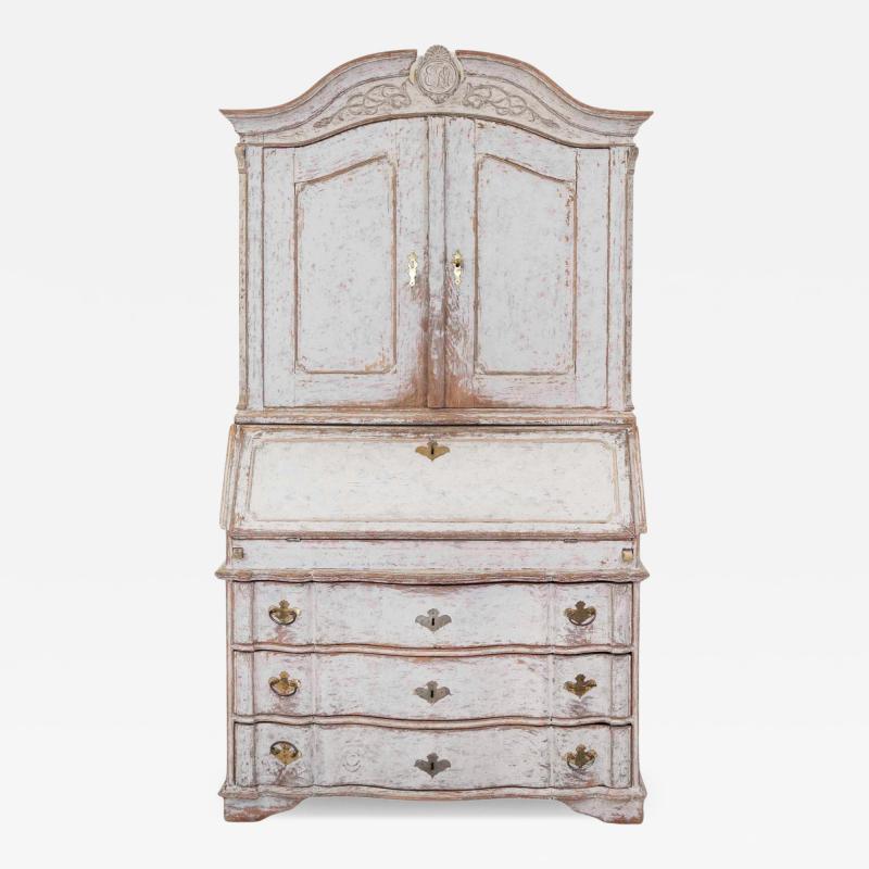 18th Century Danish Rococo Secretary with Serpentine Front circa 1760
