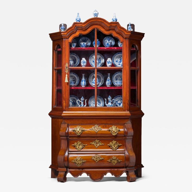 18th Century Dutch Mahogany Cabinet with Kangxi Miniatures