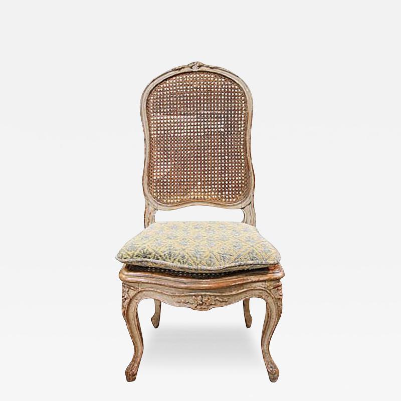 18th Century French Louis XV Parcel Gilt and Polychrome Caned Child s Chair