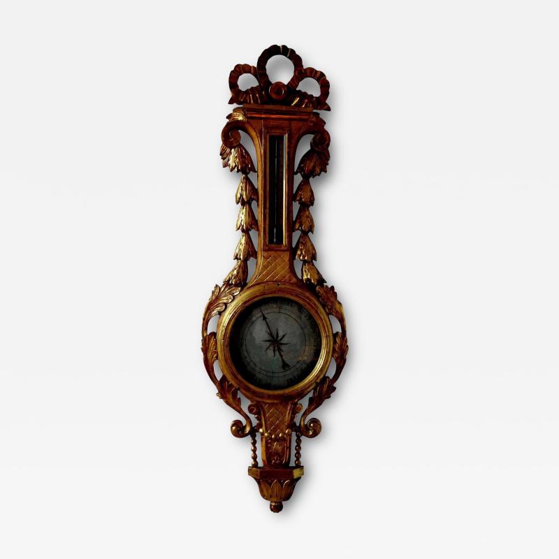 18th Century French Louis XVI Giltwood Barometer