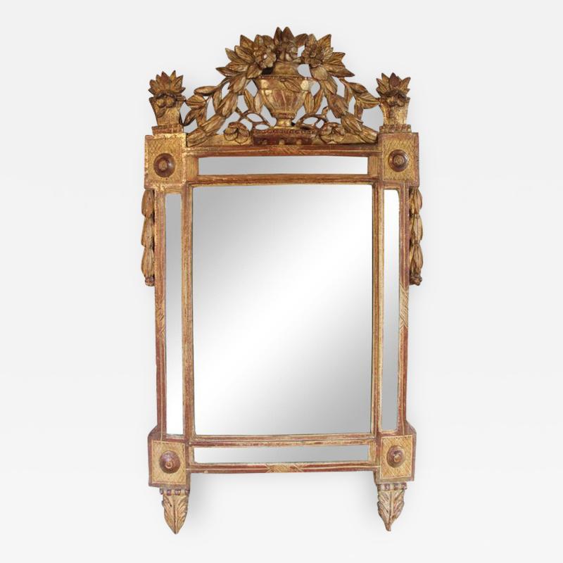 18th Century French Louis XVI Period Richly Carved Giltwood Mirror