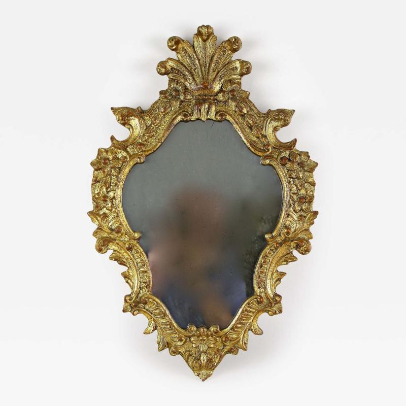 18th Century Gilt Baroque Mirror With Old Mirror Plate Handcarved IT ca 1790