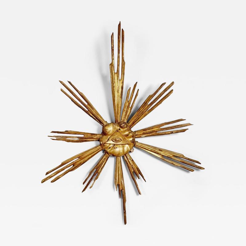 18th Century Giltwood All Seeing Eye of God Devotional Sunburst