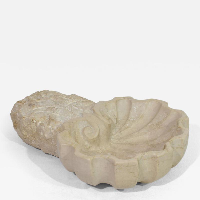 18th Century Italian Baroque Hand carved Limestone Holy Water Font or Stoup