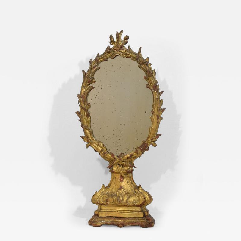 18th Century Italian Carved Giltwood Baroque Standing Mirror