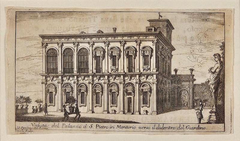 18th Century Italian Engraving View of the Palazzo at San Pietro in Montorio 