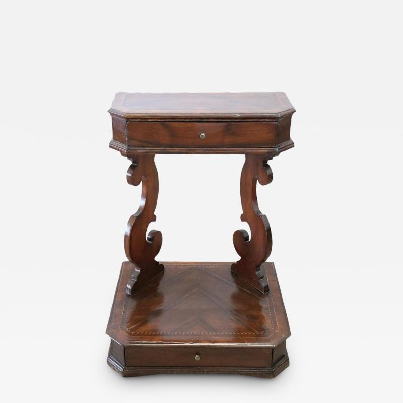 18th Century Italian Inlaid Walnut Antique Kneeler