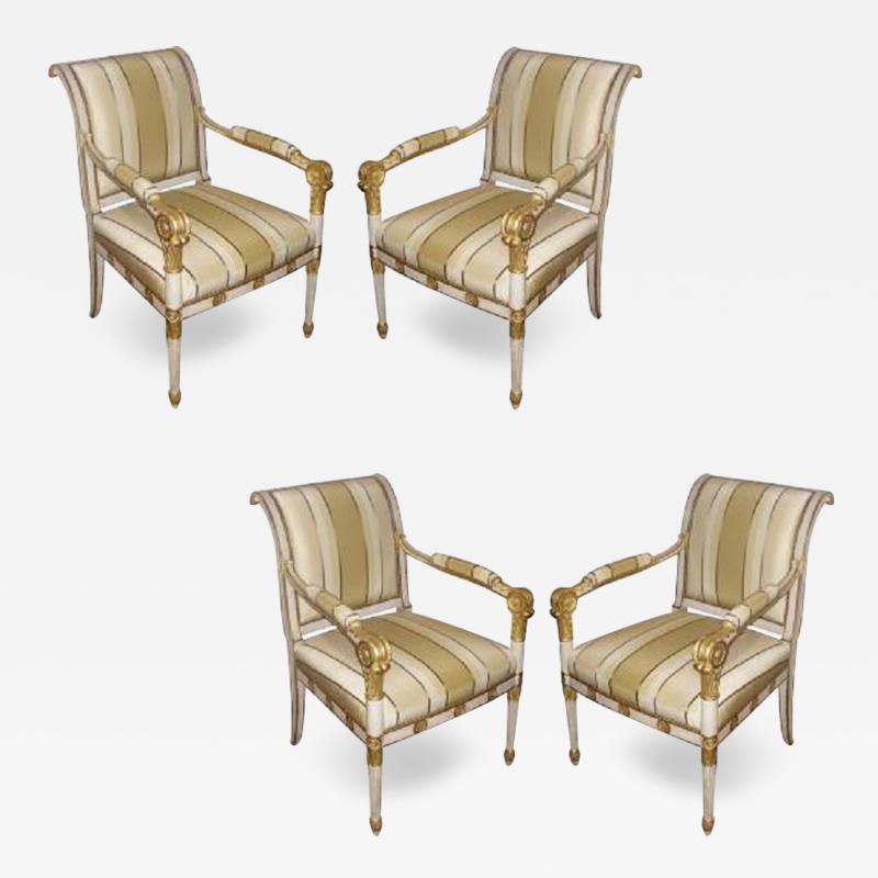 18th Century Italian Neoclassical Polychrome and Parcel Gilt Armchairs