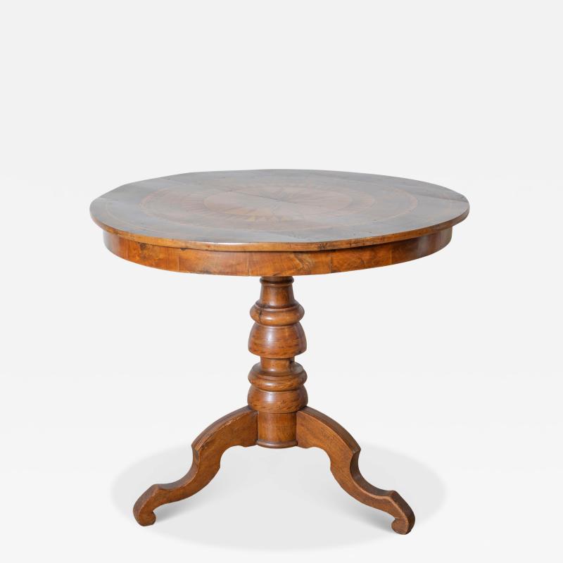 18th Century Italian Sorrento Center Table with Inlaid Starburst Top