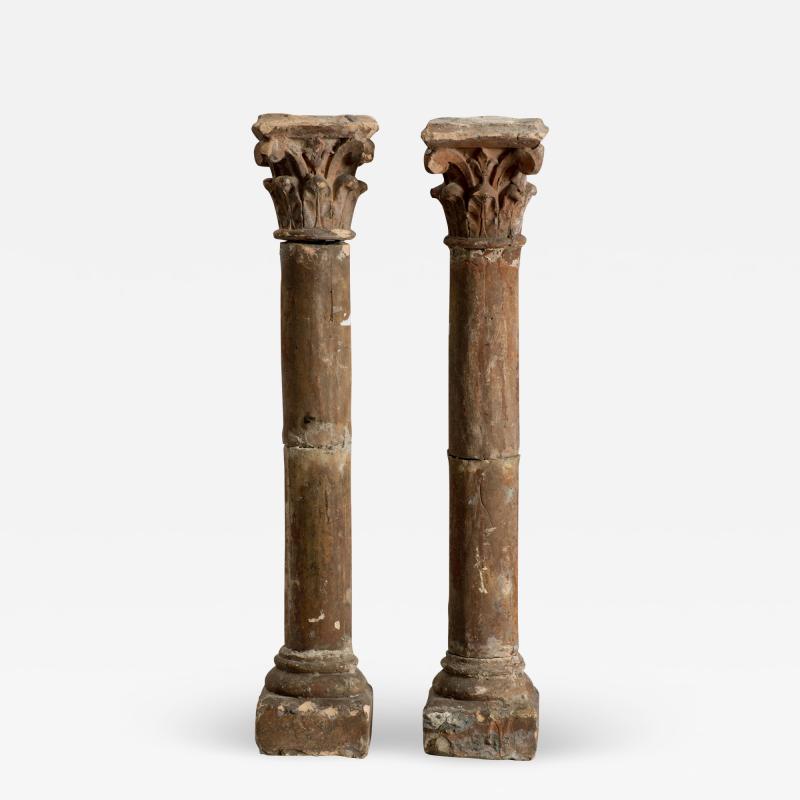 18th Century Italian Terracotta Corinthian Columns