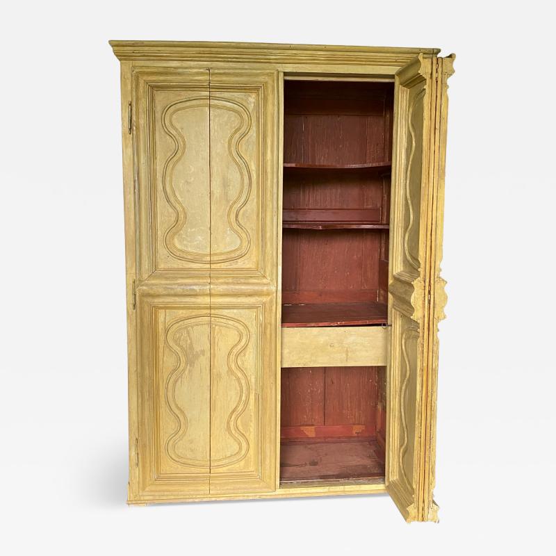 18th Century Italian Yellow Cabinet with Folding Doors