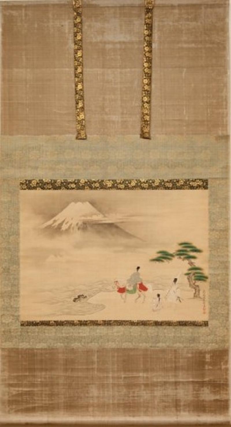 18th Century Japanese Scroll Scene from the Tales of Ise