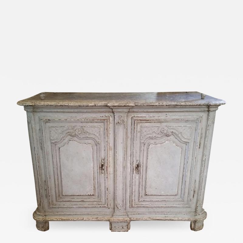 18th Century Louis XIV Painted Buffet with Faux Marble Top