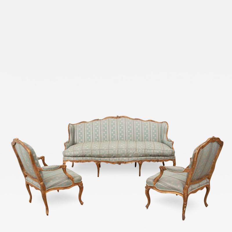 18th Century Louis XV Style Gilt Upholstered Parlor Set