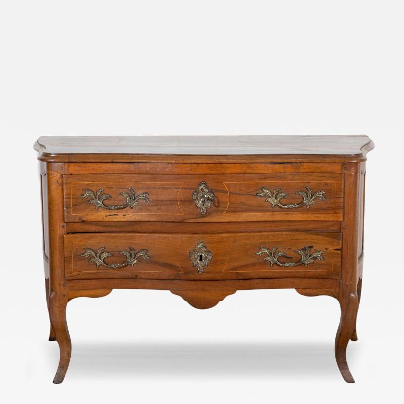 18th Century Louis XV Walnut Commode with Serpentine Front and Bronze Hardware