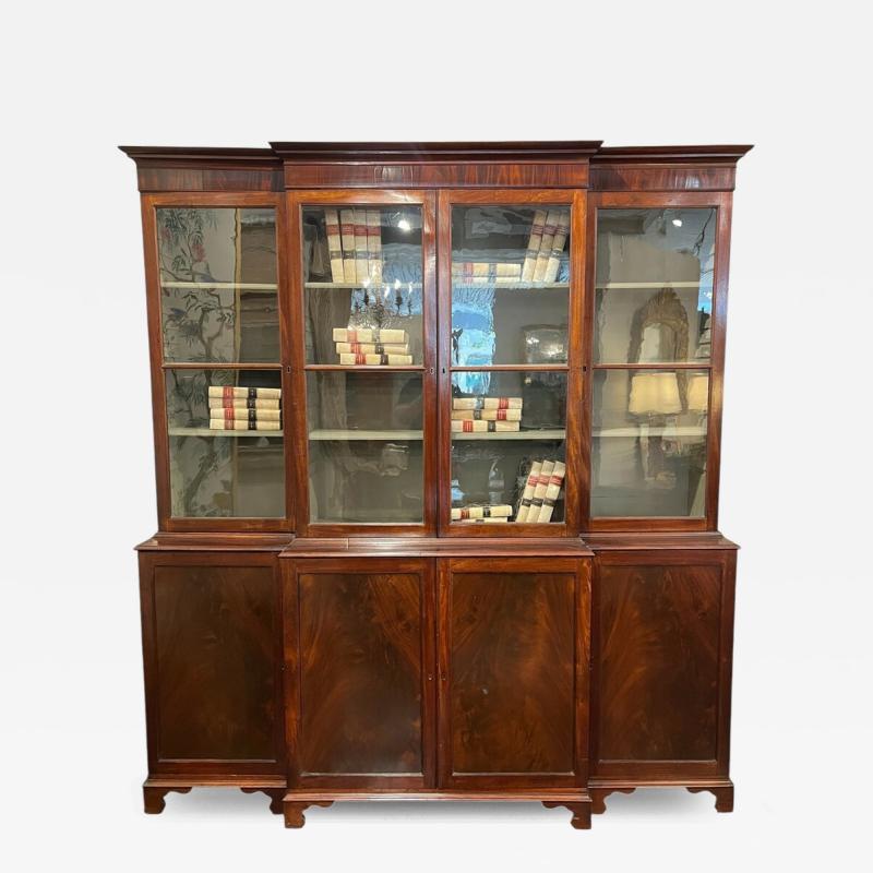 18th Century Mahogany Irish Library Cabinet with Original Glass