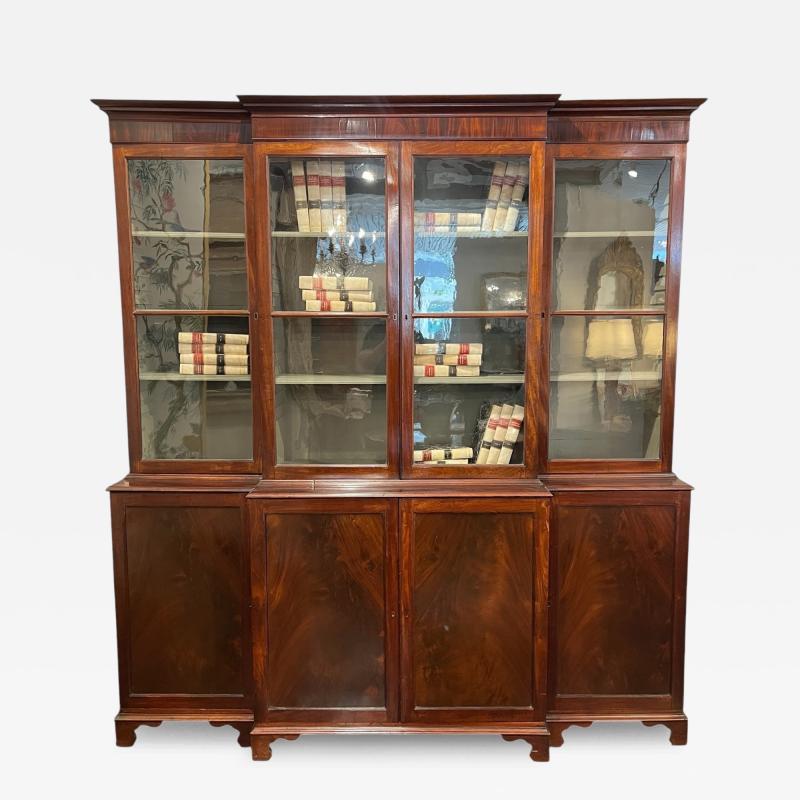 18th Century Mahogany Irish Library Cabinet with Original Glass