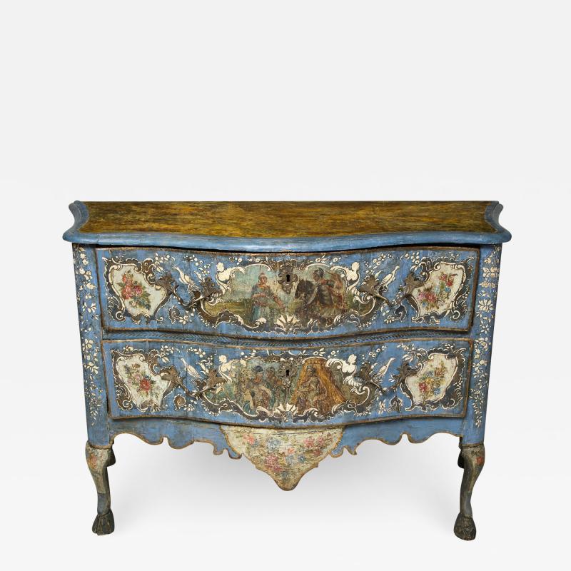 18th Century Painted Blue Italian Commode