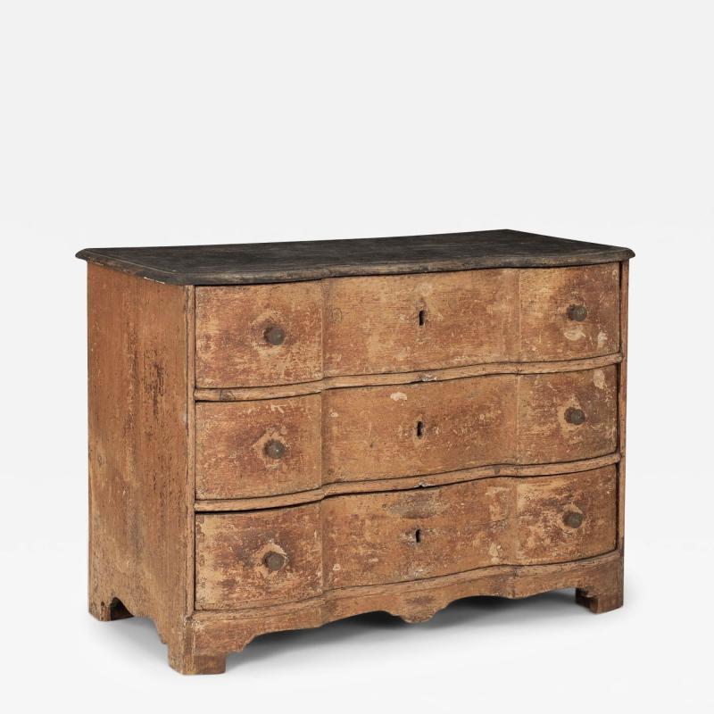18th Century Painted Serpentine Blocked Front Commode