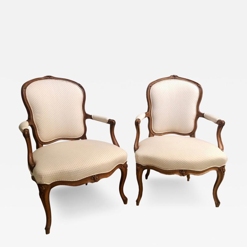18th Century Pair of Beechwood Fauteuils or Armchairs with Provenance