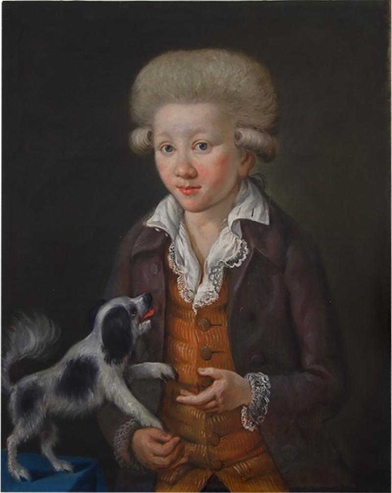 18th Century Portrait of Boy with Dog France
