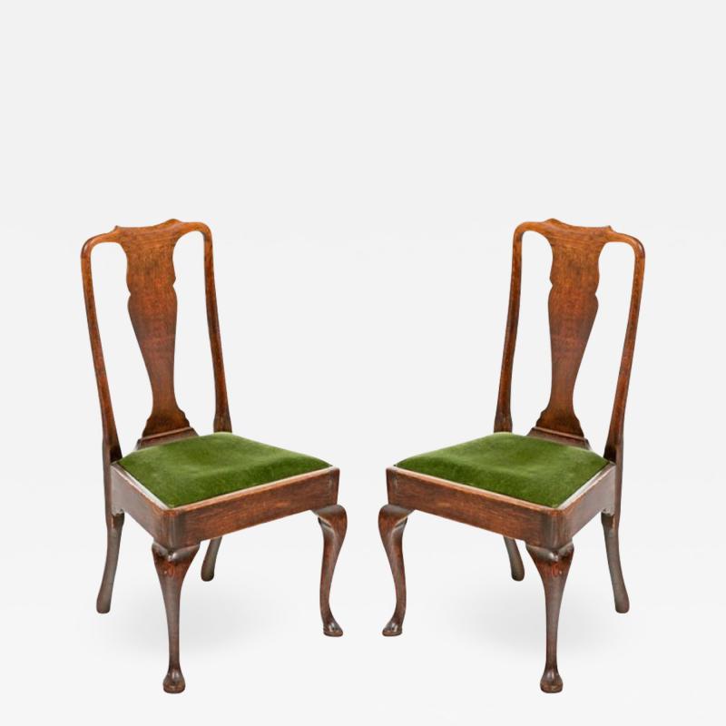 18th Century Queen Anne Oak Chairs A Pair