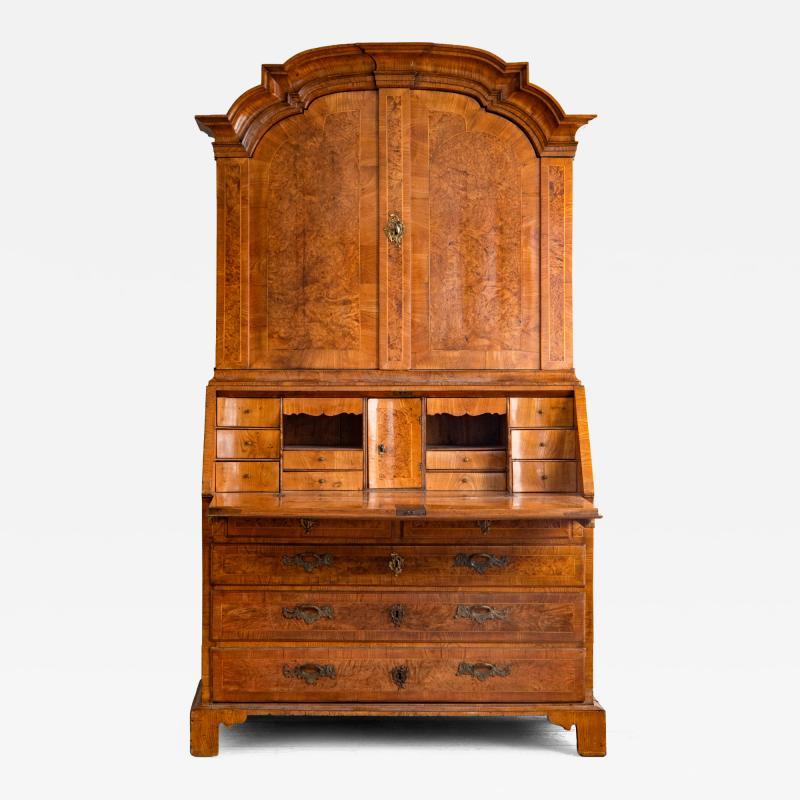 18th Century Rococo Alder Root Secretary Cabinet