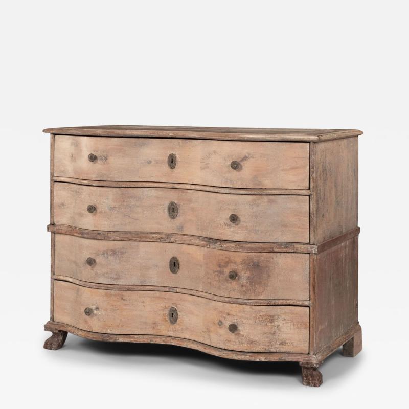 18th Century Serpentine Front Danish Pine Commode