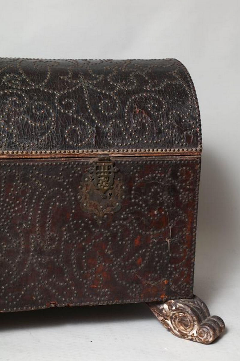 18th Century Spanish Studded Leather Chest